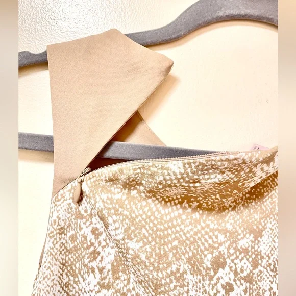 Y2K Juicy Couture Tan / dark beige white snakeskin Asymmetrical Top Small Peyton - Picture 7 of 9